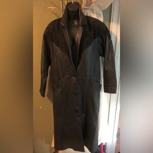 David Benjamin Sz Small Full Length Leather Over Coat Vintage